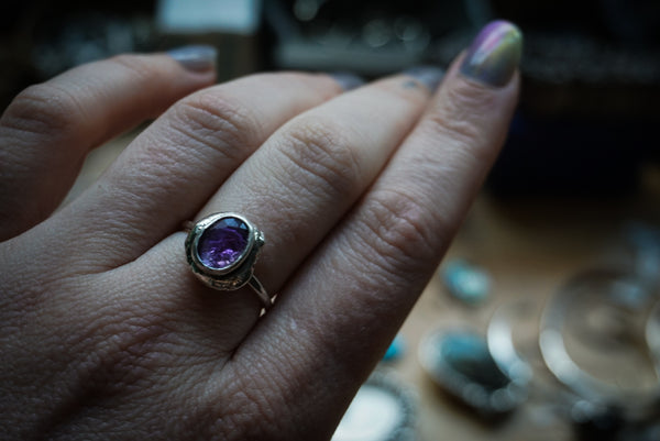 Pebble Stone Stacker Amethyst Size 7