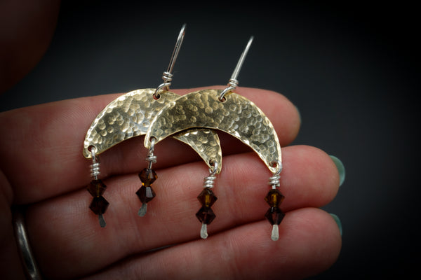 Brass & Silver Luna Earrings 1