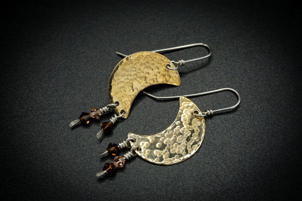 Brass & Silver Luna Earrings 2