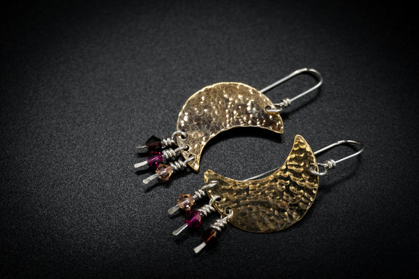 Brass & Silver Luna Earrings 3