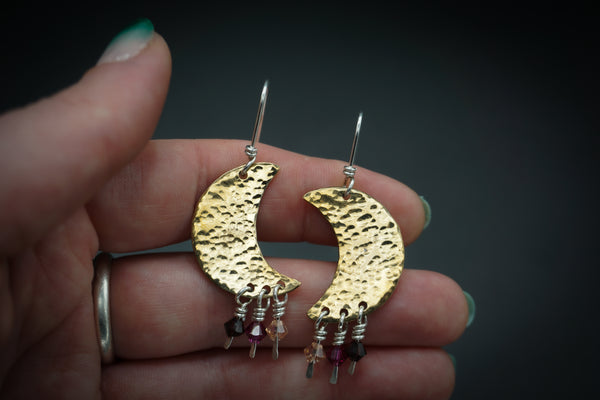 Brass & Silver Luna Earrings 3