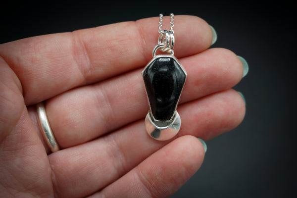 Black Tourmaline Coffin Luna Necklace