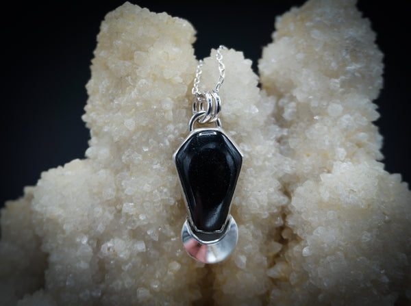 Black Tourmaline Coffin Luna Necklace