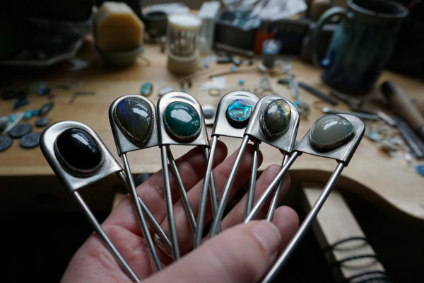 Safety Pin Green Agate