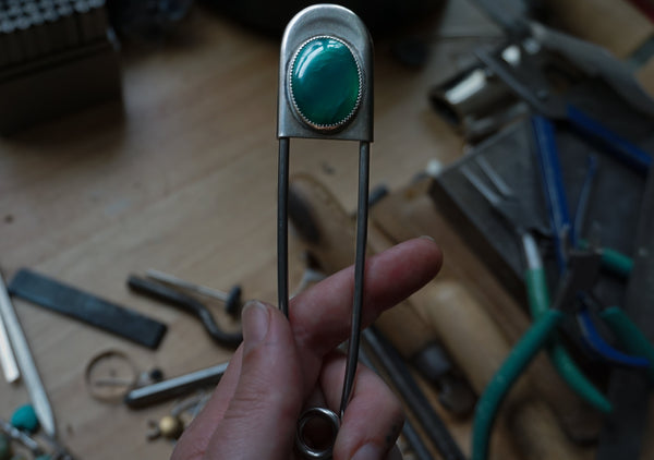 Safety Pin Green Agate