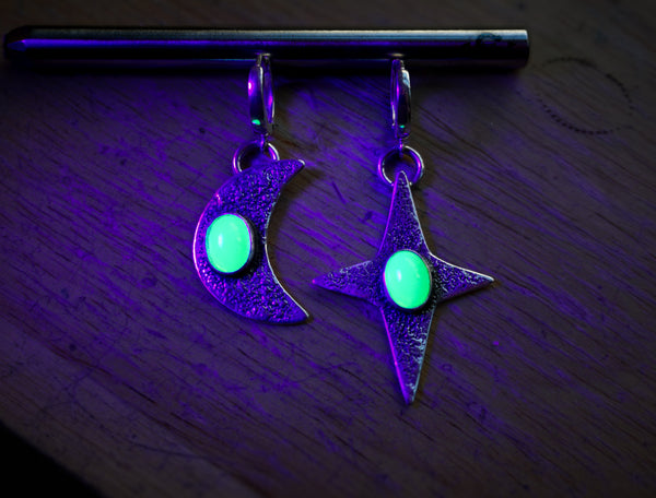 Uranium Glass Luna & Lucida Earrings