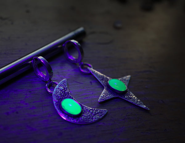 Uranium Glass Luna & Lucida Earrings