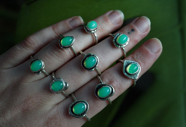 Uranium Glass Pebble Stone Stacker Ring