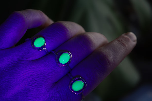 Made To Order Uranium Glass Pebble Stone Stacker Ring