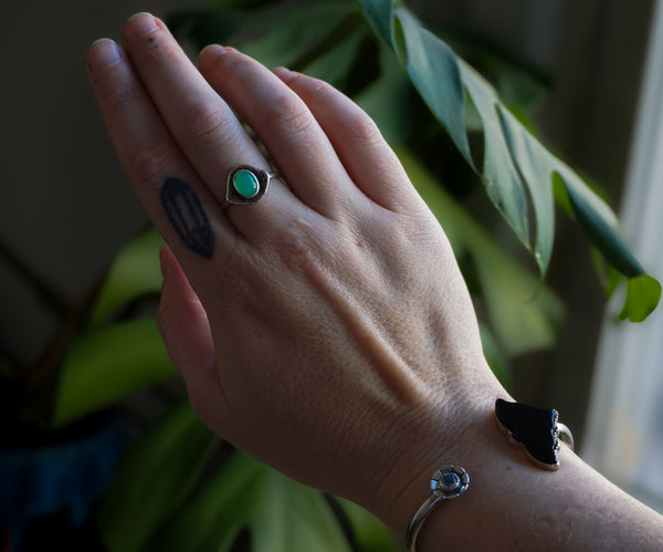 Made To Order Uranium Glass Pebble Stone Stacker Ring