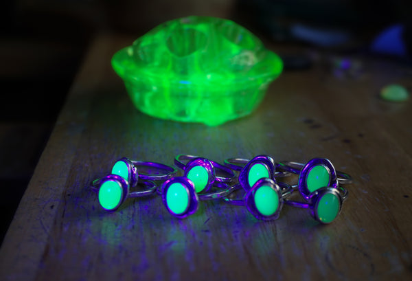 Made To Order Uranium Glass Pebble Stone Stacker Ring
