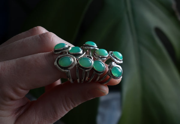 Made To Order Uranium Glass Pebble Stone Stacker Ring