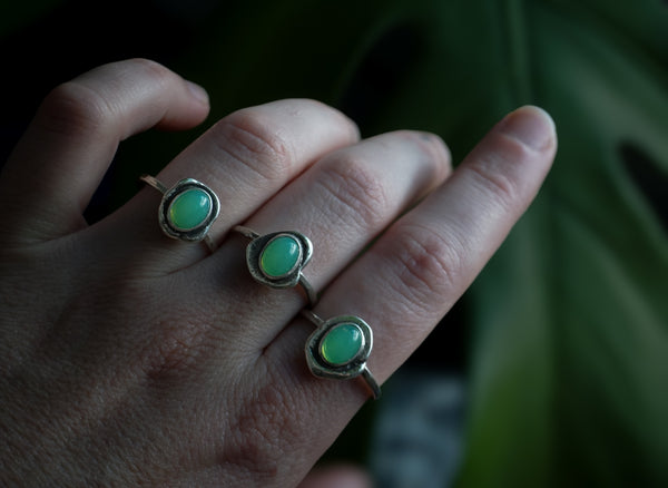 Made To Order Uranium Glass Pebble Stone Stacker Ring