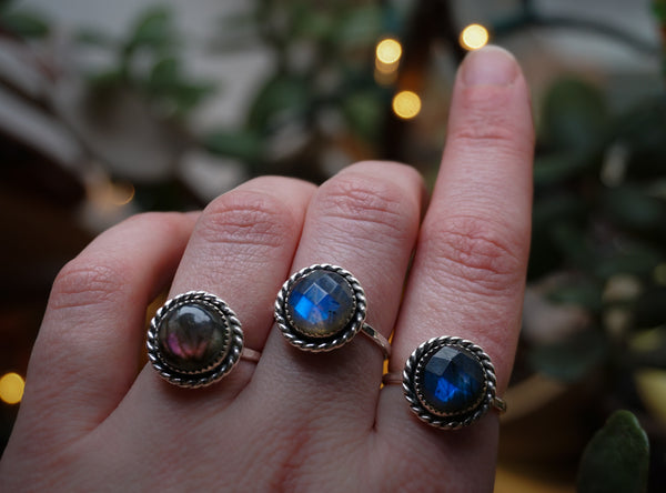 Faceted Labradorite Ring|Size 8