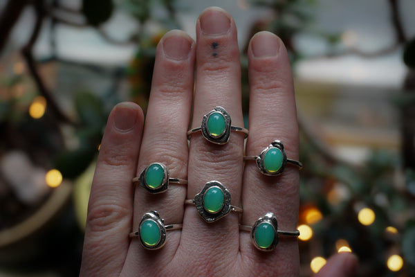 Uranium Glass Pebble Stone Stacker Ring