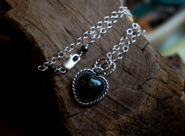 Black Onyx Heart Necklace