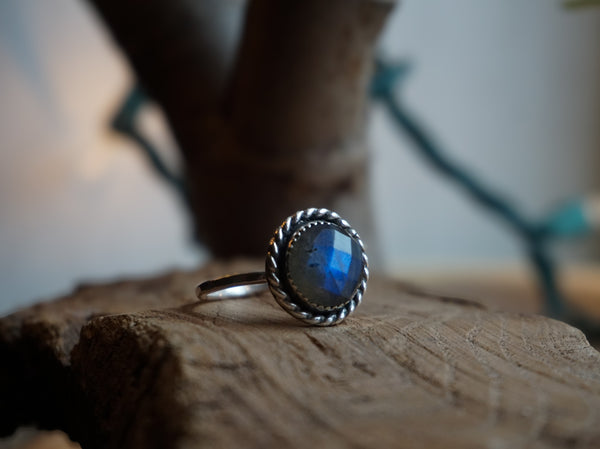 Faceted Labradorite Ring|Size 7.5