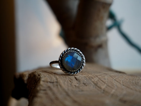 Faceted Labradorite Ring|Size 7.5