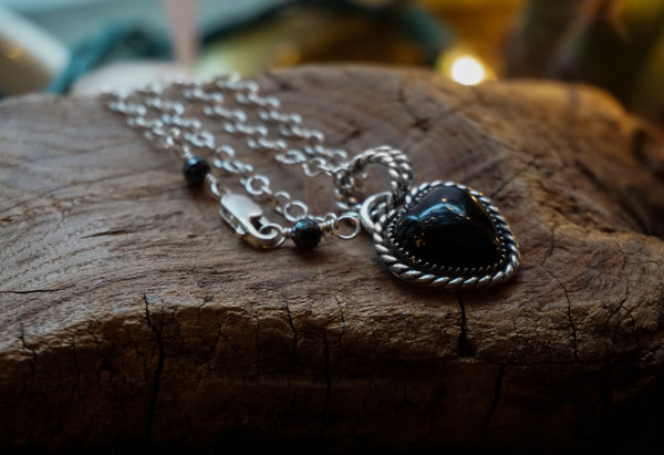 Black Onyx Heart Necklace