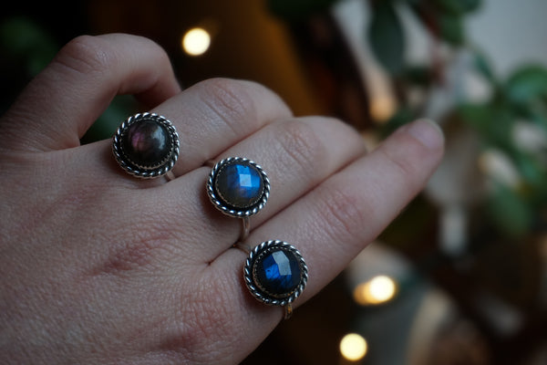 Faceted Labradorite Ring|Size 7.5
