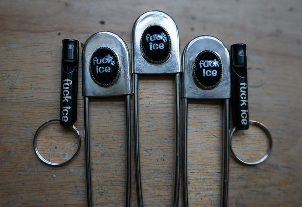 FUCK ICE Safety Pin Black Onyx MADE TO ORDER - The Humble Honey