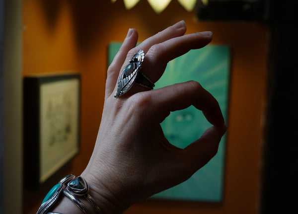 Feather Nest Labradorite Ring|Size 7