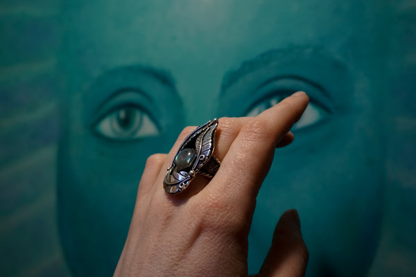 Feather Nest Labradorite Ring|Size 7