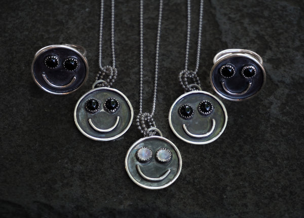 Smiley Face Onyx Ring Size 7 & 9