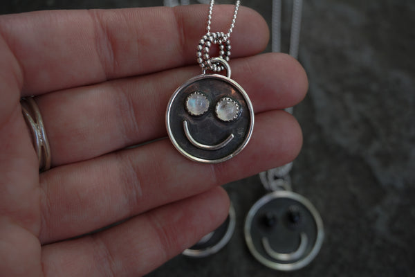 Smiley Face Moonstone Necklace