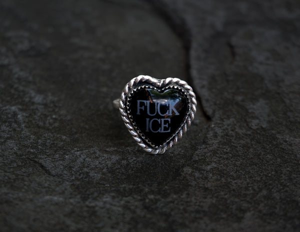 FUCK ICE Black Onyx Ring Size 7 1/2