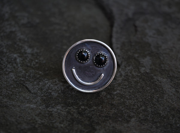 Smiley Face Onyx Ring Size 7 & 9
