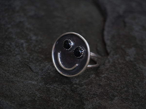 Smiley Face Onyx Ring Size 7 & 9