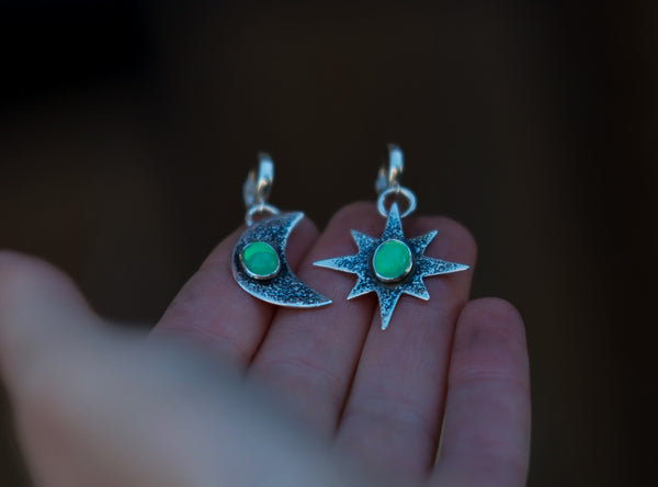 Uranium Glass Luna & Lucida Earrings