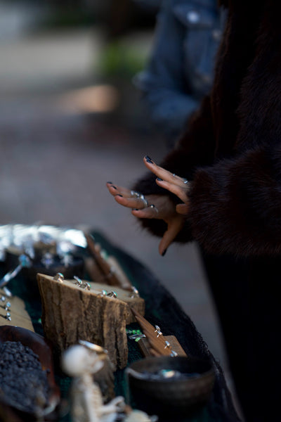 Bats and Blooms Cuff Onyx and Moonstone