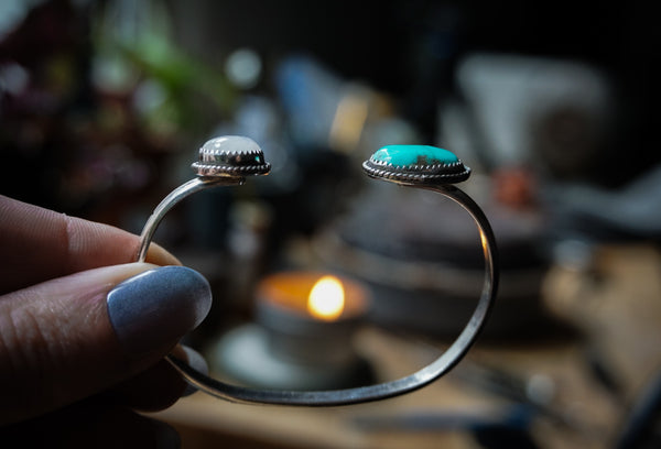 Crescent Cuff Turquoise & Moonstone