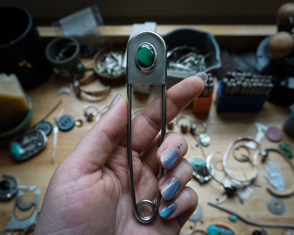 Safety Pin Malachite