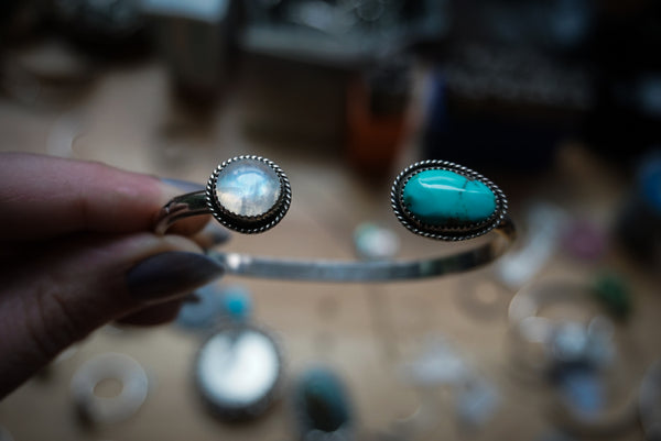 Crescent Cuff Turquoise & Moonstone