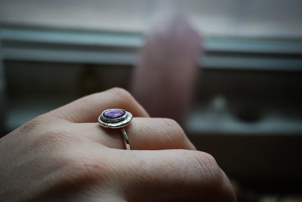 Pebble Stone Stacker Amethyst Size 6 1/2