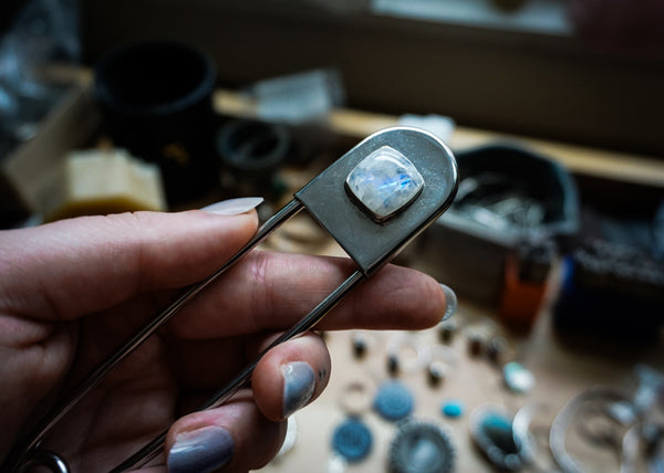 Safety Pin Moonstone