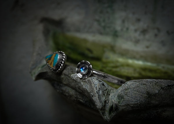 Crescent Cuff Turquoise & Moonstone Flower