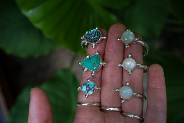 Crescent Cuff Turquoise & Moonstone