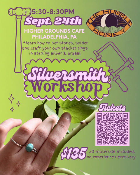 Sip & Solder|Beginner Silversmithing Workshop Sept. 24th