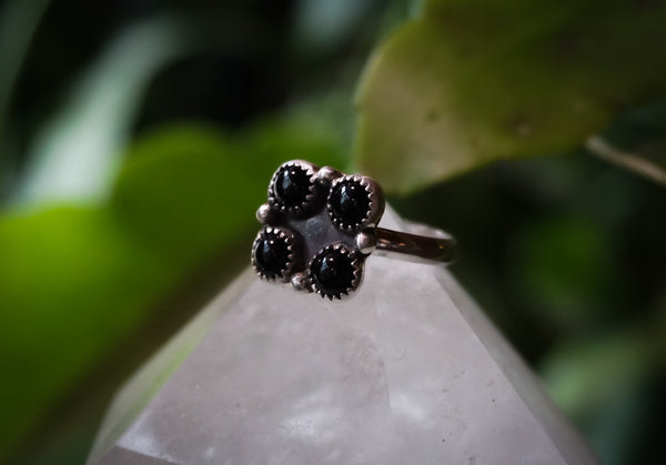 Black Onyx Cluster Ring Size 7 1/2 & 8 1/2