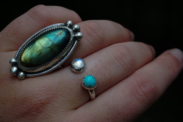Labradorite Orbit Ring Size 9