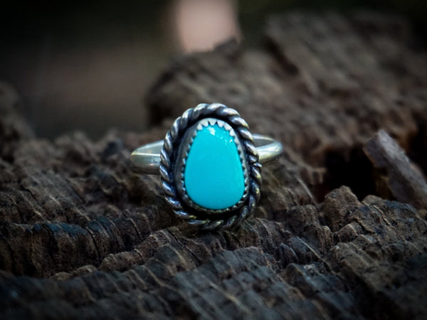 Turquoise Stone Stacker Ring Size 8