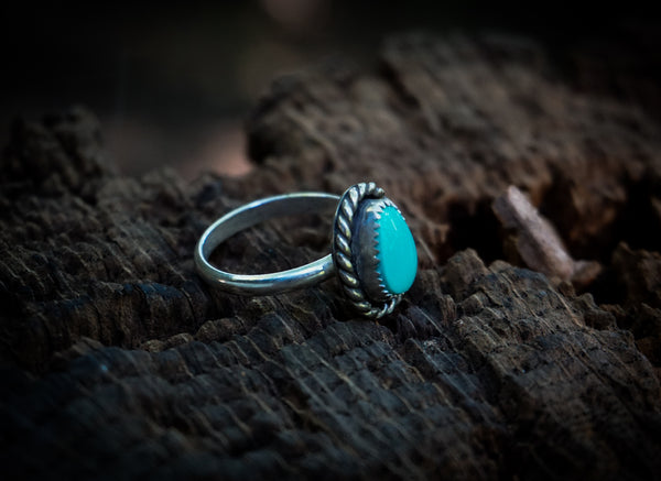 Turquoise Stone Stacker Ring Size 8