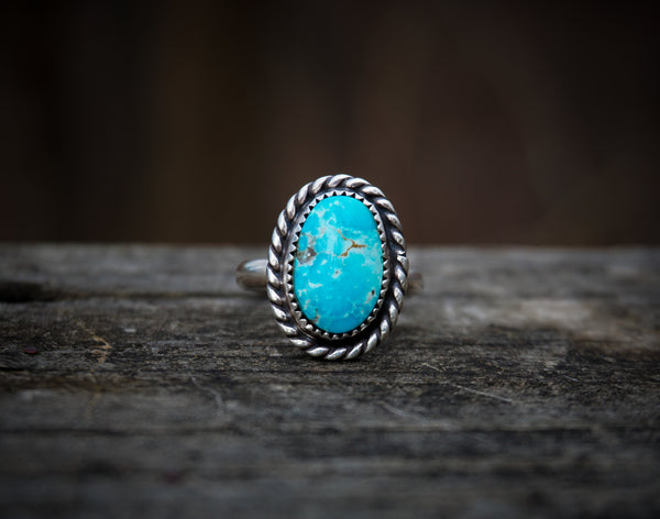 Turquoise Stone Stacker Ring Size 6 3/4