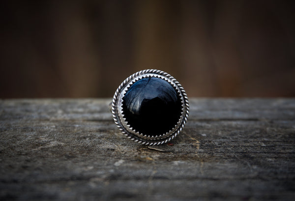 Onyx Stone Stacker Ring Size 8