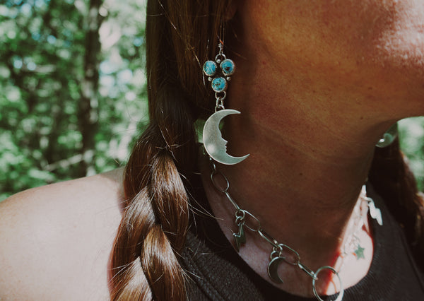 Man in the Moon Turquoise Earrings 1