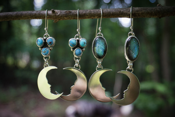 Man in the Moon Turquoise Earrings 1